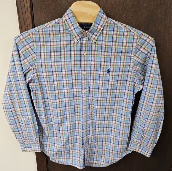 Polo Ralph Lauren Other - Polo Ralph Lauren Madras Plaid‎ Button Up Light Blue Long Sleeve Shirt L